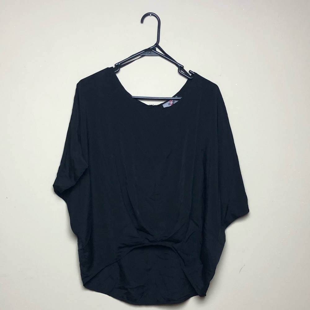 Black silky high low top